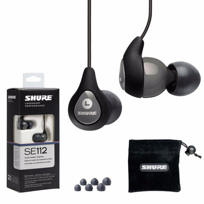 Shure SE112 PRO Wired Earbuds - Professional Sound Isolating Earphones with Single Dynamic MicroDriver, Secure In-Ear Fit, Fixed Cable, Durable Quality - Gray (SE112-GR)