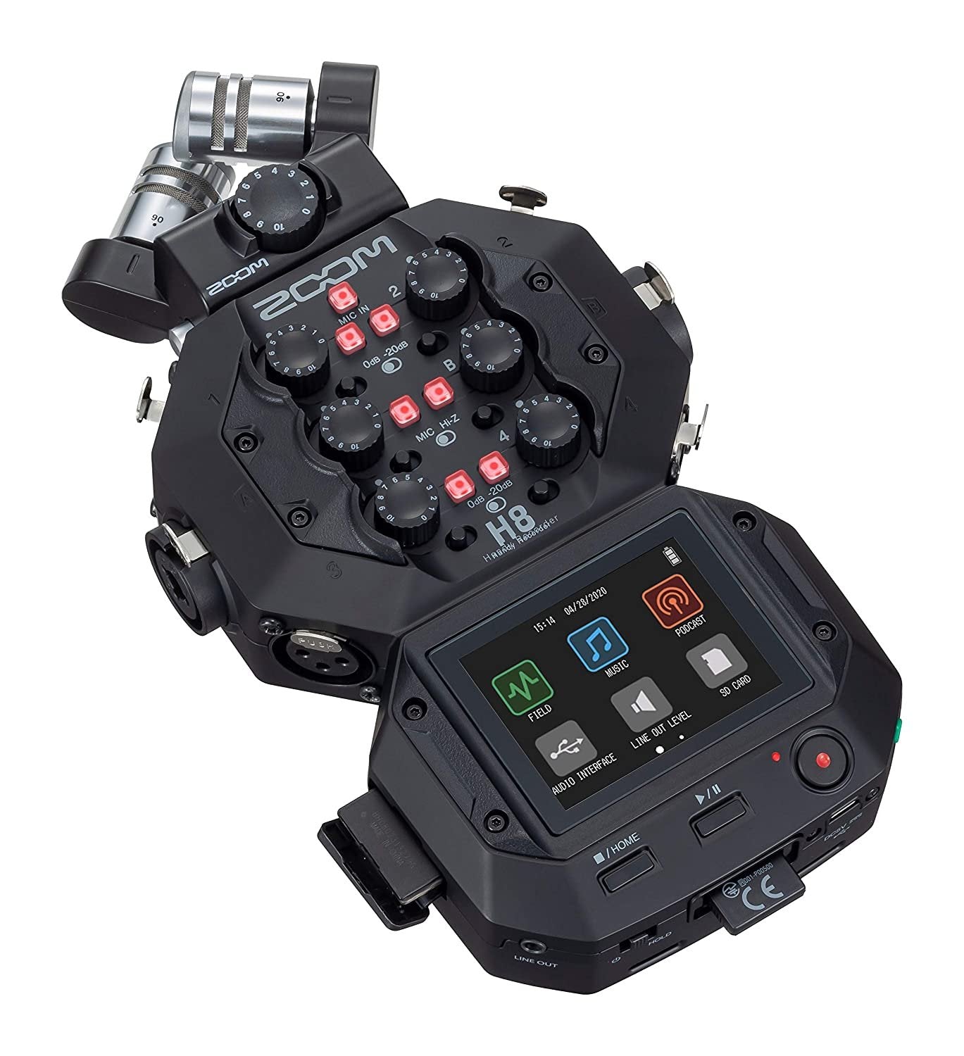 Zoom H8 12-Track Portable Recorder, Stereo Microphones, 6 Inputs, Touchscreen Interface, USB Audio Interface, Battery Powered, for Stereo/Multitrack Audio for Video, Podcasting, and Music