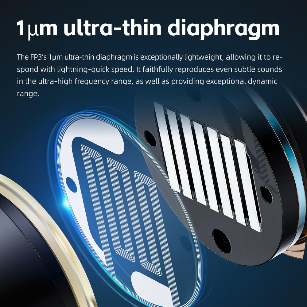 FiiO FP3 HiFi 14.5mm Planar Diaphragm Driver in Ear Earphone IEMs, with Solid Wood faceplate, Detachable 0.78mm 2Pin IEM Cable for Musician Singer Audiophile