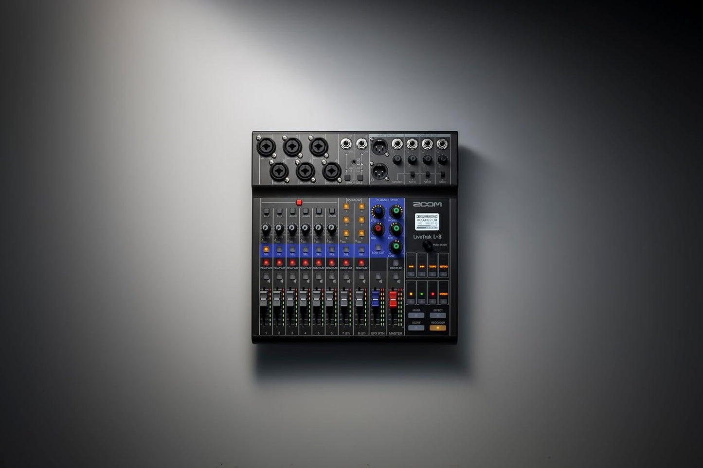 Zoom LiveTrak L-8 Podcast Recorder, Battery Powered, Digital Mixer and Recorder, Music Mixer, Phone Input, Sound Pads, 4 Headphone Outputs, 12-In/4-Out Audio Interface, Built In EQ and Effects