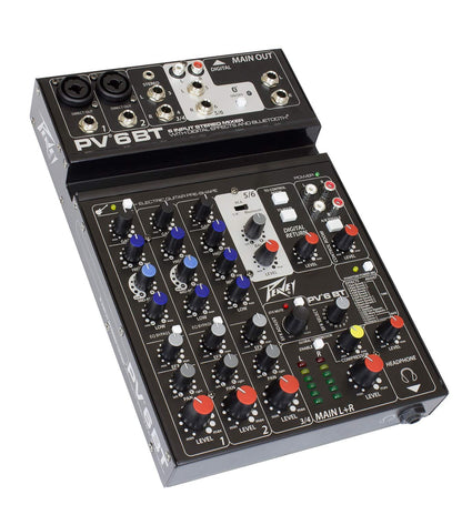 Peavey PV6BT DJ Mixer, 6 Channel With Bluetooth, Small