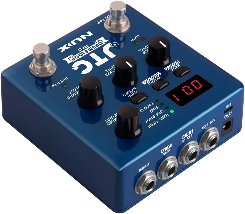 NUX JTC PRO Drum Loop PRO Dual Switch Looper Pedal 6 hours recording time 24-bit and 44.1 kHz sample rate