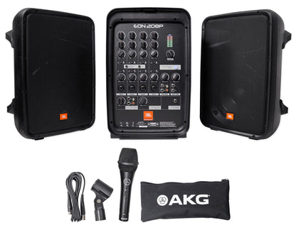 JBL Professional EON208P Portable All-in-One 2-way PA System with 8-Channel Mixer and Bluetooth, Black