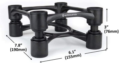 IsoAcoustics Aperta Series Isolation Speaker Stands with Tilt Adjustment: Aperta (6.1" x 7.5") Black Pair