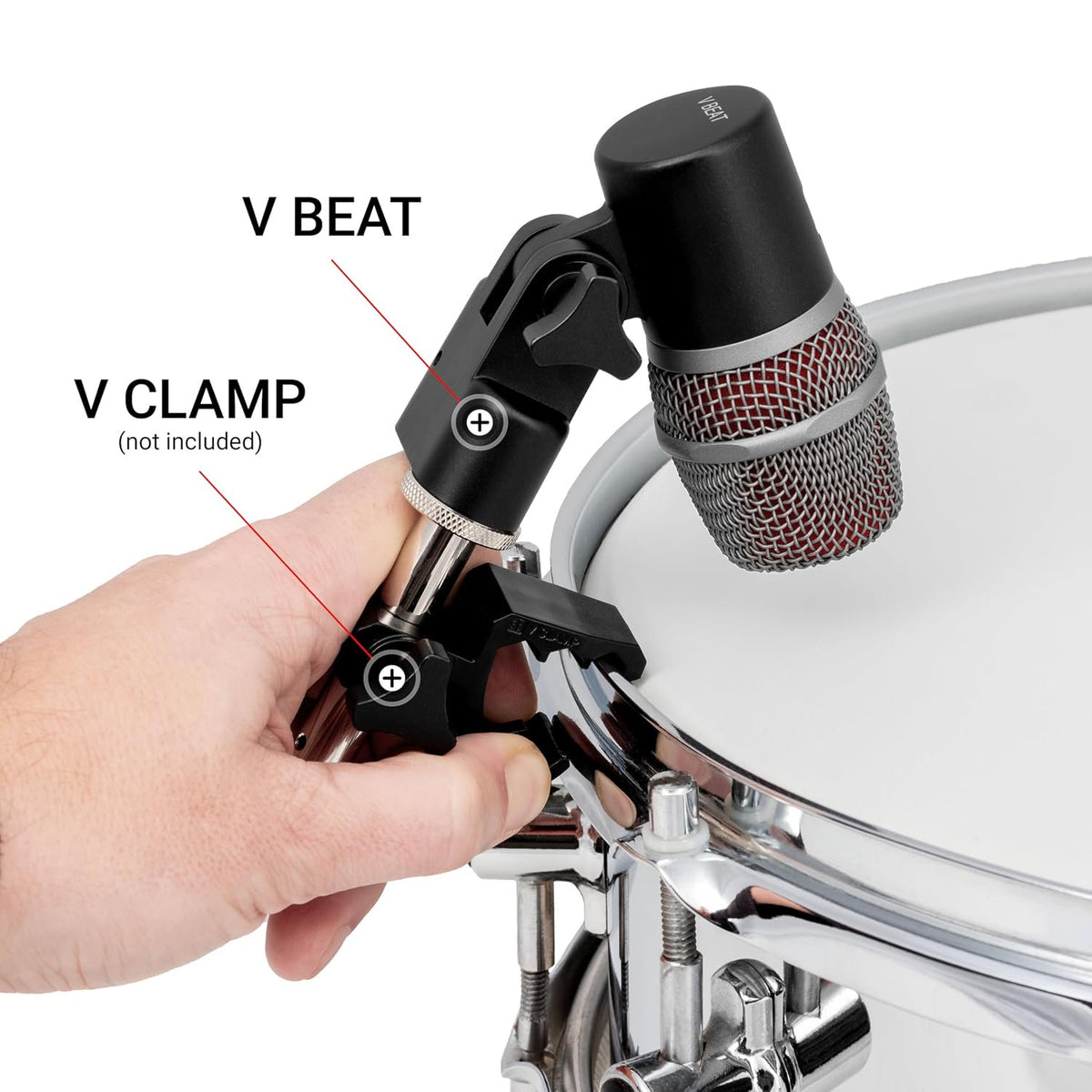SE ELECTRONICS V BEAT Drum Mic - Compact Dynamic Supercardioid Drum Microphone for Toms & Snares with Adjustable Swivel Mount for Precise Positioning - Perfect for Studio & Live Use