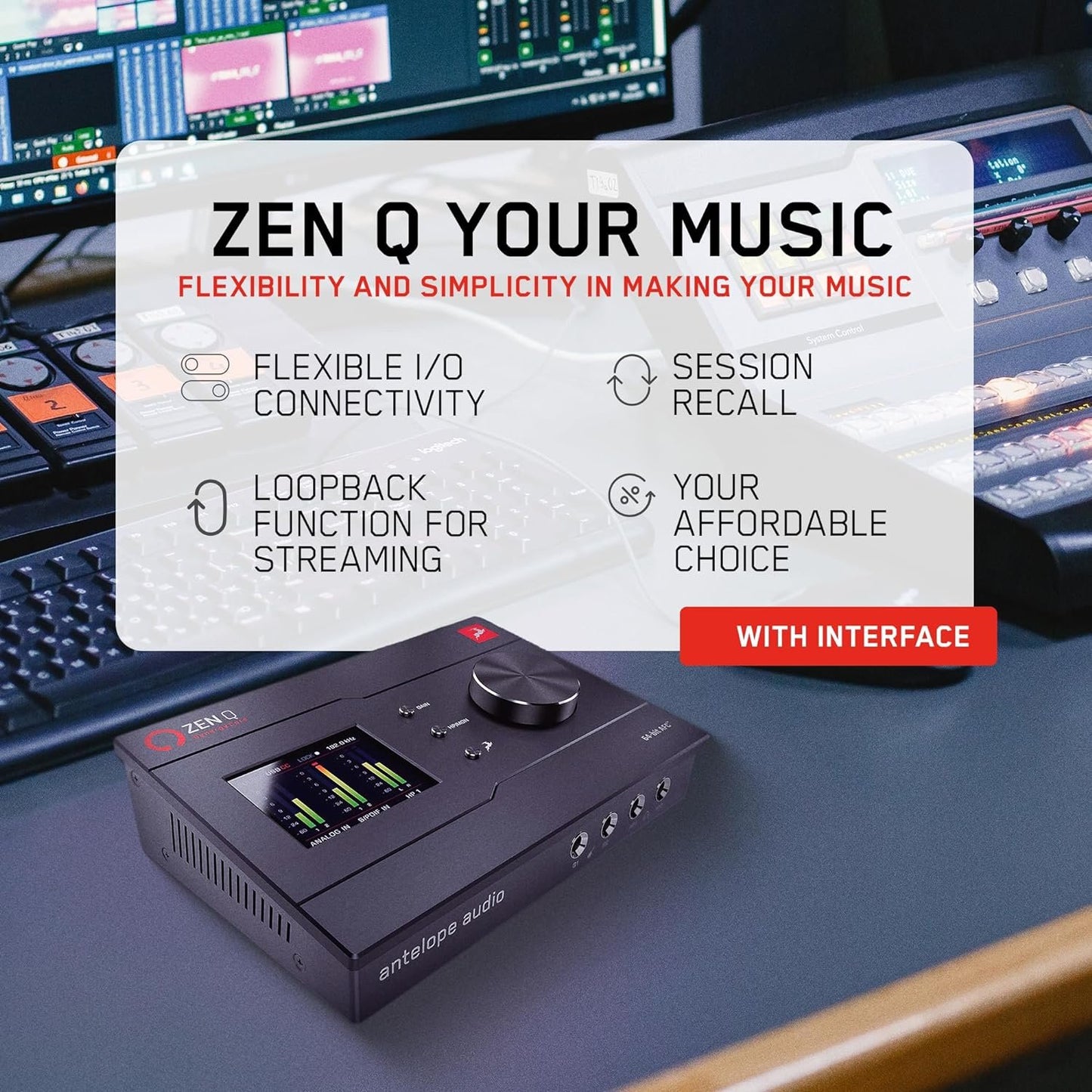 Zen Q Synergy Core Audio Interface, 14x10 Bus-Powered Thunderbolt 3 Interface for Recording Music, with Onboard Real-Time Audio Recording Effects, XLR Interface Connection - Antelope Audio
