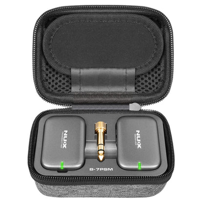 NUX B-7PSM 5.8 GHz Wireless in-Ear Monitoring System Bundle with 2pcs Microfiber Polishing Cloths, Charging Case Included, Stereo Audio transmitting