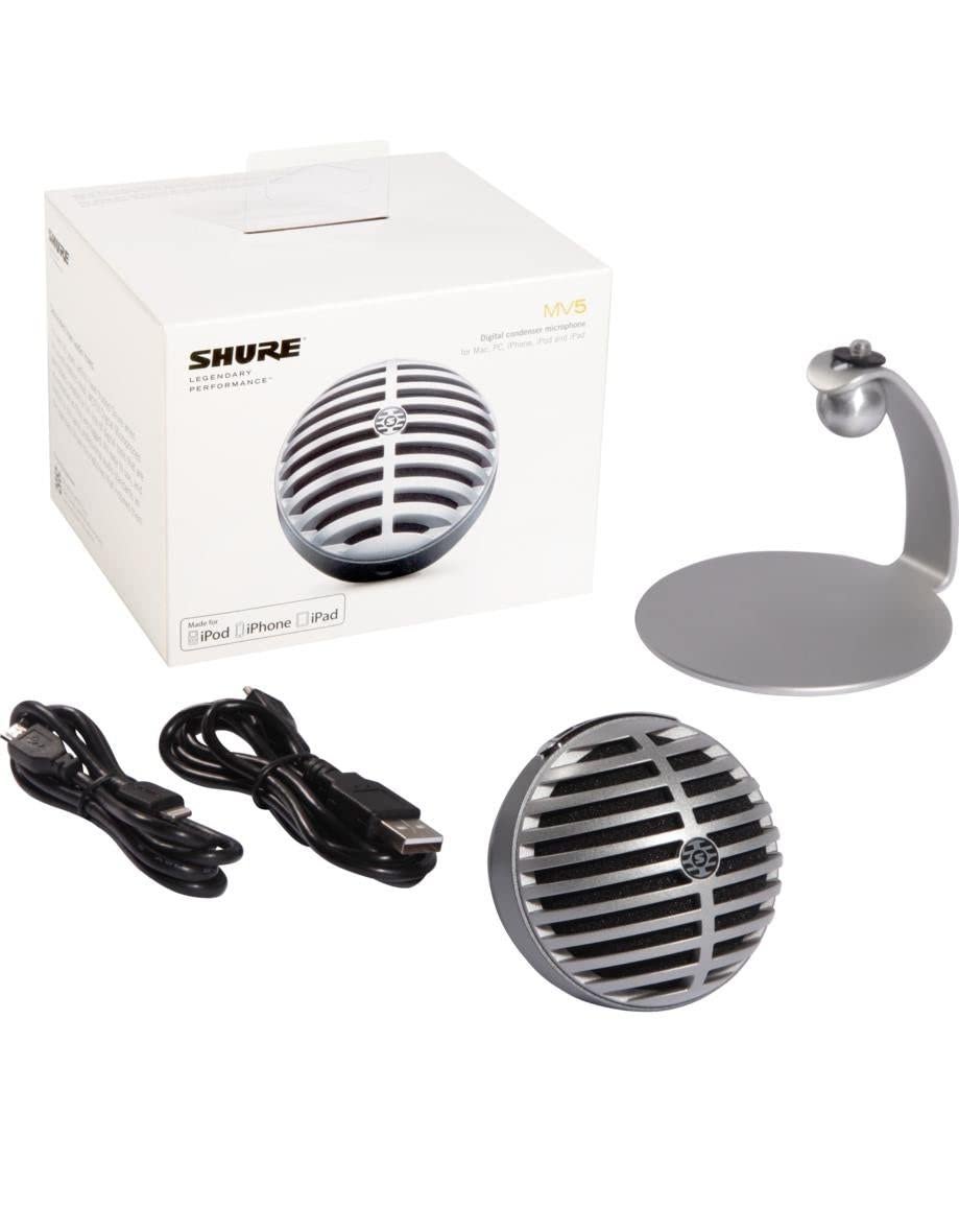 Shure MV5 Digital Condenser Microphone - Silver
