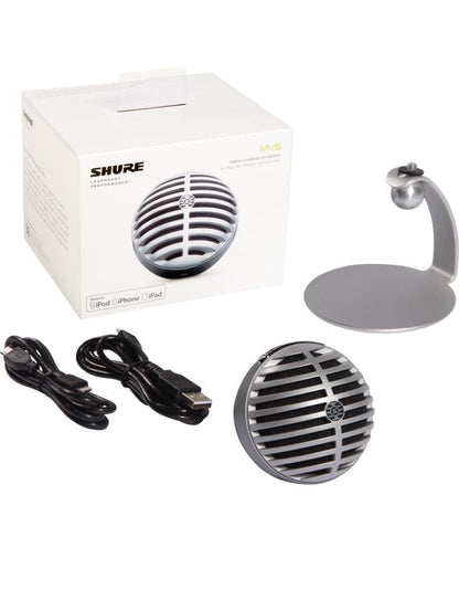 Shure MV5 Digital Condenser Microphone - Silver