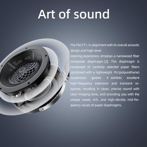 FiiO FT1 Closed-Back Over-Ear Nanowood Fiber Composite Diaphragm Wired Hi-Fi Headphones, Detachable Cable, American Black Walnut Wood Ear Cups for Home, Studio, Recording (Black)