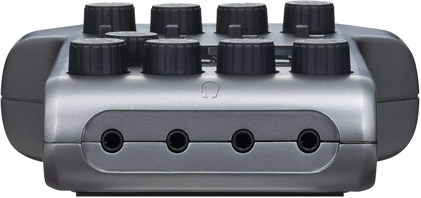 Zoom PodTrak P4 Podcast Recorder, Battery Powered, 4 Microphone Inputs, 4 Headphone Outputs, Phone and USB Input for Remote Interviews, Sound Pads, 2-In/2-Out Audio Interface