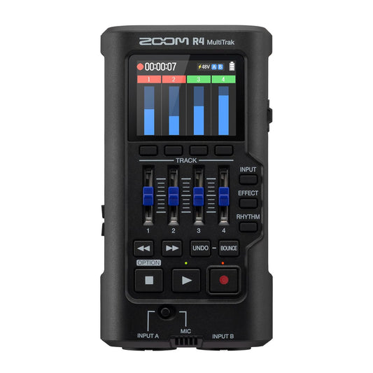 Zoom R4 MultiTrak 32-Bit Float Recorder with Stereo Bouncing, 2 XLR/Combo Inputs, Built-In Microphone, Effects, Rhythms, Battery Powered, and Audio Interface