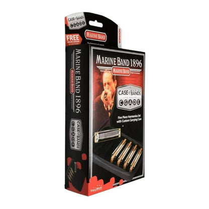 Hohner Marine Band 1896 Diatonic Harmonica with Brass Body, Curved Covers, and Side Vents (Stainless Steel, 5-Pack)