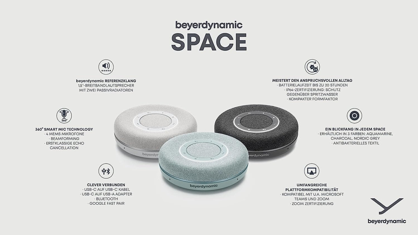 beyerdynamic Space Personal Bluetooth/USB Speakerphone (Charcoal)