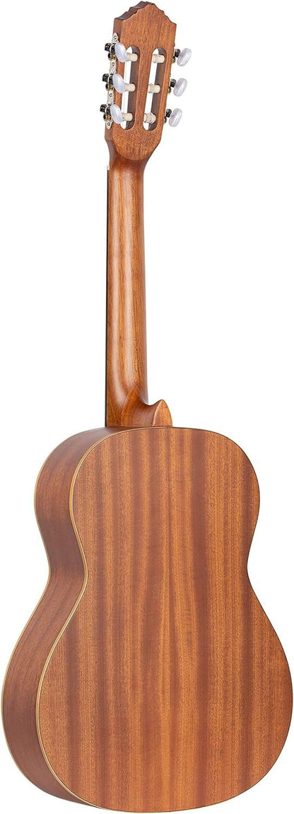 Ortega Guitars 6 String Family Series 3/4 Size Nylon Classical Guitar w/Bag, Right, Cedar Top-Natural-Satin, (R122-3/4)