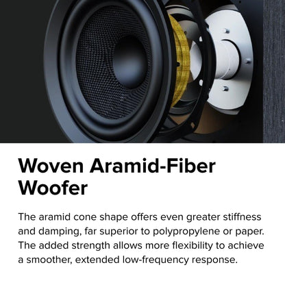 ELAC Debut 3.0 DA43-BK Atmos-Enabled On-Wall Speakers, Black Ash (Pair) - 1” Aluminum Dome Tweeter & 4” Aramid Fiber Woofer - 2-Way Bass Reflex - 48Hz to 38KHz Response