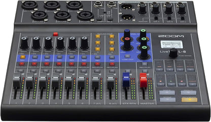 Zoom LiveTrak L-8 Podcast Recorder, Battery Powered, Digital Mixer and Recorder, Music Mixer, Phone Input, Sound Pads, 4 Headphone Outputs, 12-In/4-Out Audio Interface, Built In EQ and Effects