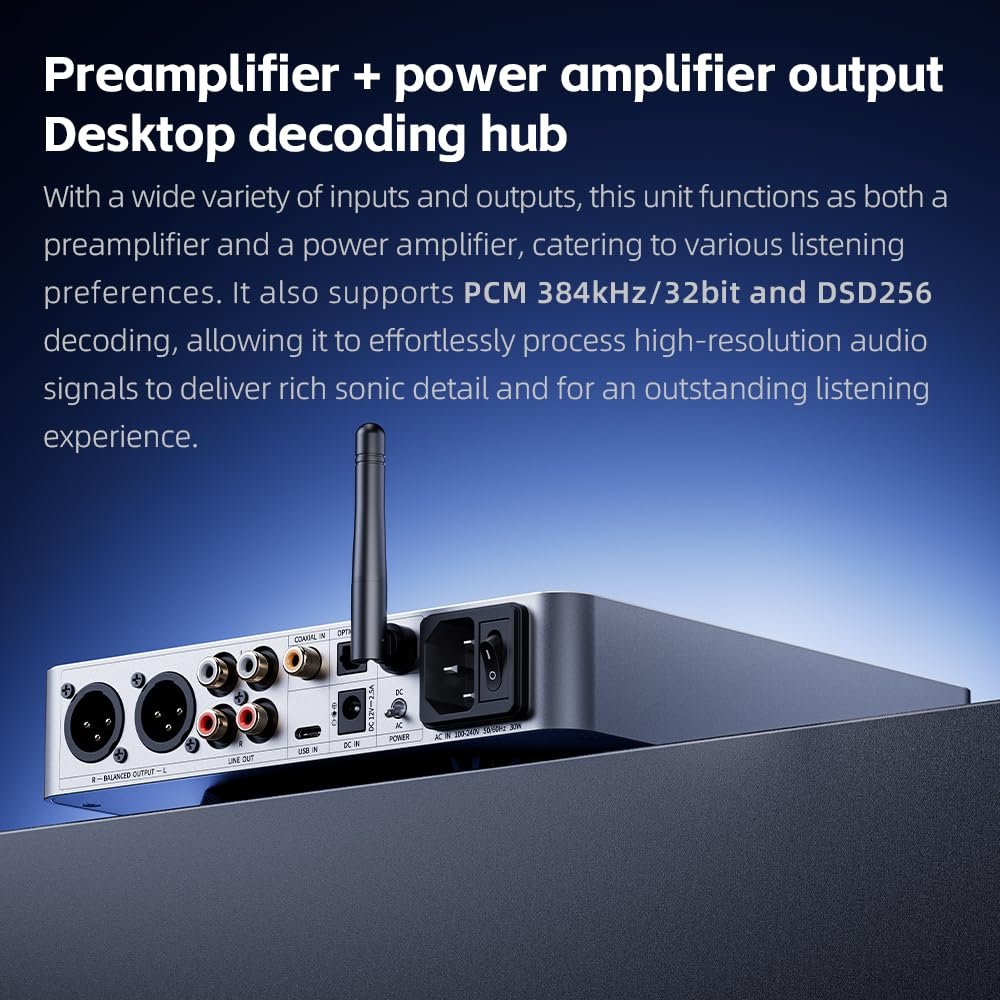FiiO K13 R2R Desktop DAC & Headphone Amp, High-Fidelity 24Bit R2R DAC, Powerful 2400mW Output, LDAC Bluetooth Streaming, Dual Power Supply, 10-Band PEQ, Balanced XLR & RCA Audio Output (Silver)