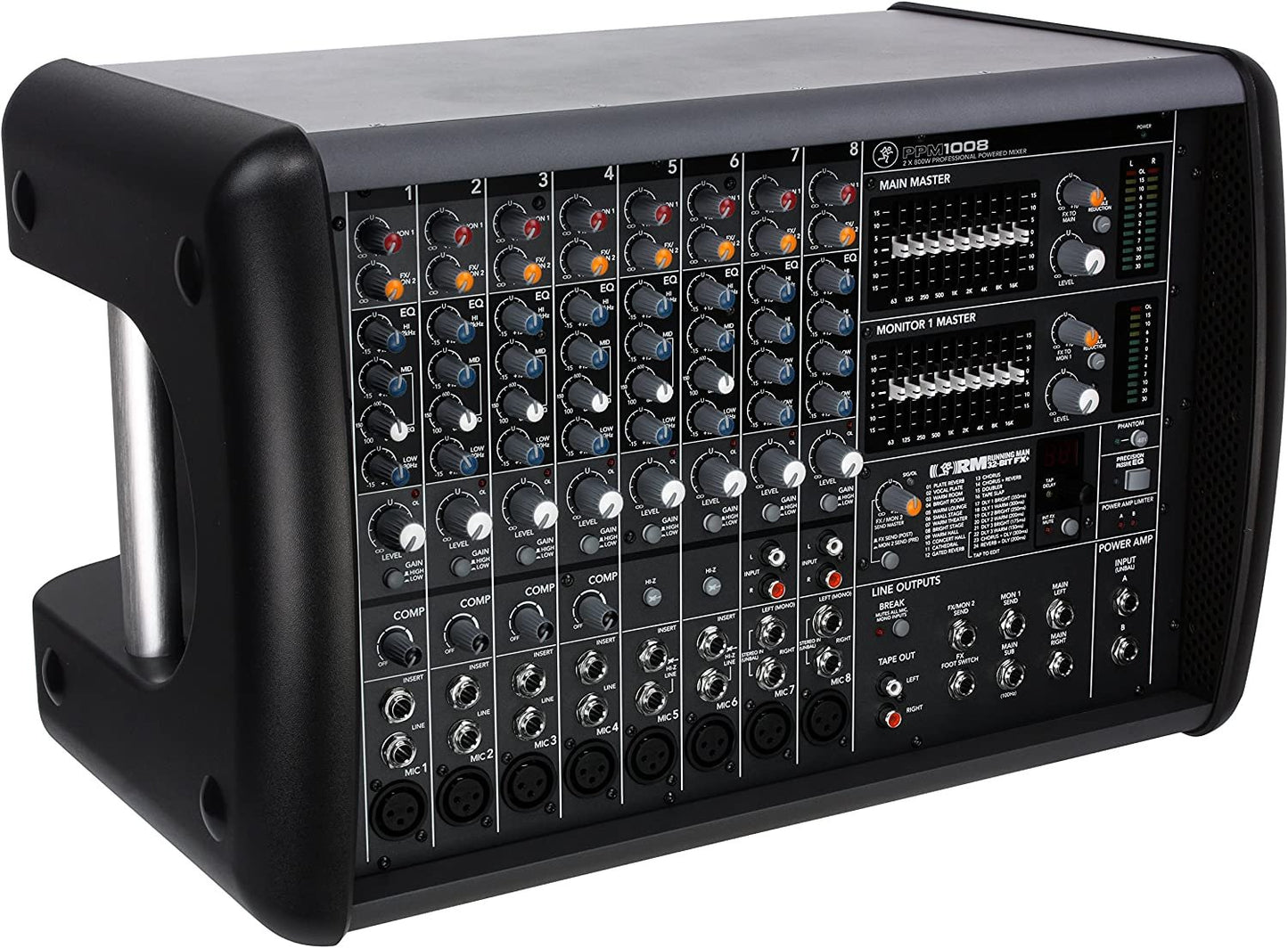 Mackie PPM1008 8-Channel, 1600-Watt Powered Desktop Mixer with Effects Black