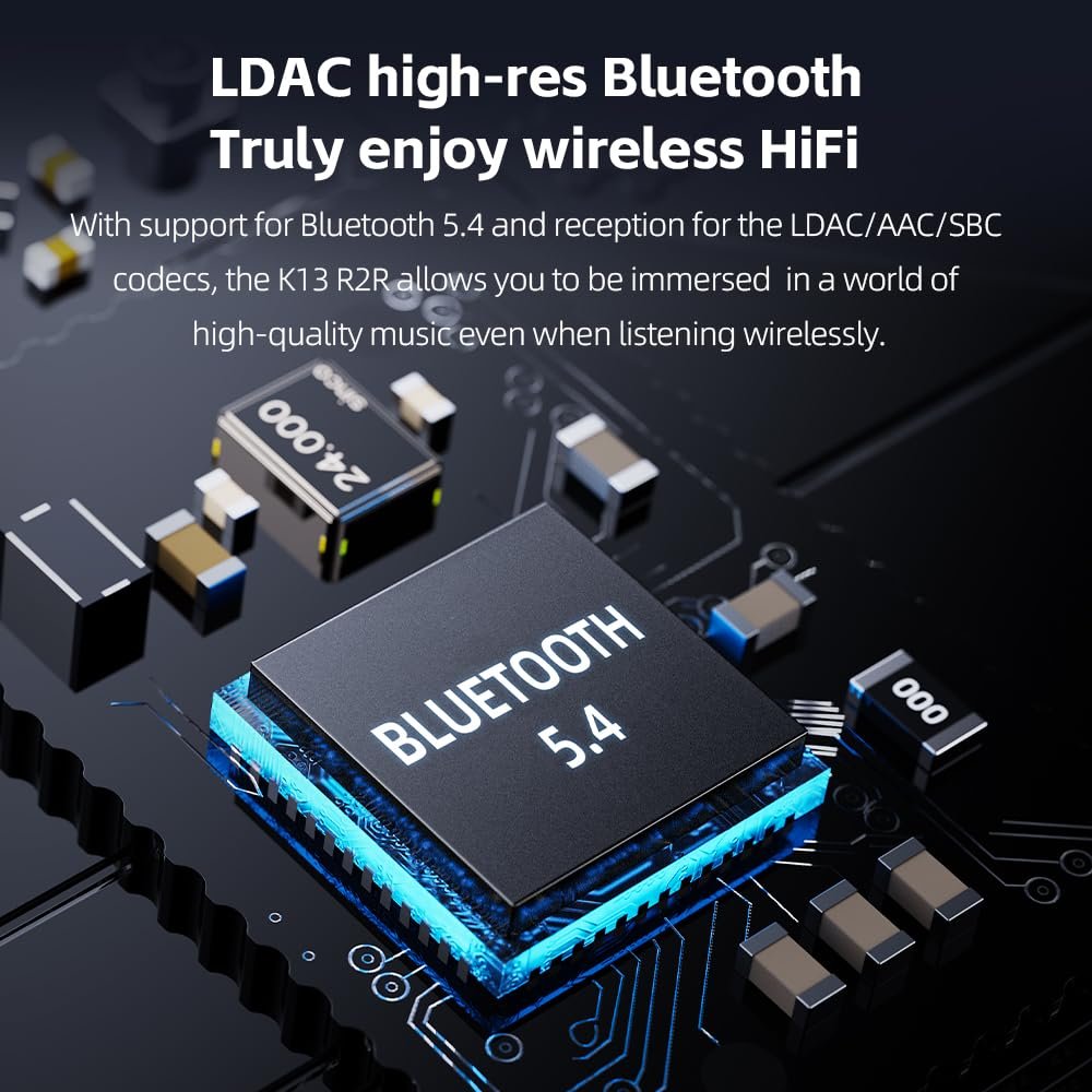 FiiO K13 R2R Desktop DAC & Headphone Amp, High-Fidelity 24Bit R2R DAC, Powerful 2400mW Output, LDAC Bluetooth Streaming, Dual Power Supply, 10-Band PEQ, Balanced XLR & RCA Audio Output (Silver)