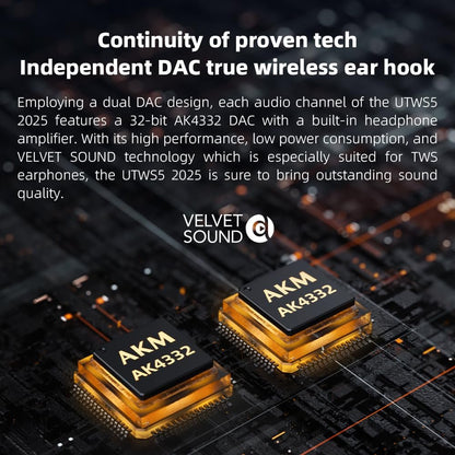 FiiO UTWS5 2025 True Wireless Bluetooth Earbuds Hook & Headphone Amp for IEMs, AK4332 DAC, Hi-Res 96kHz/24bit LDAC -MMCX/0.78 2pins Connector, 10-Band PEQ, 20H Battery Life (MMCX)
