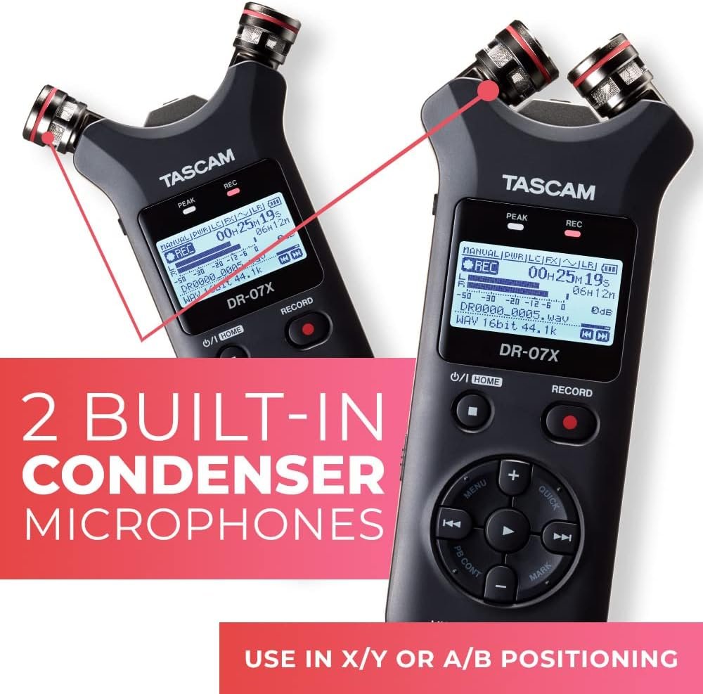 Tascam DR-07X Stereo Handheld Digital Audio Recorder and USB Audio Interface