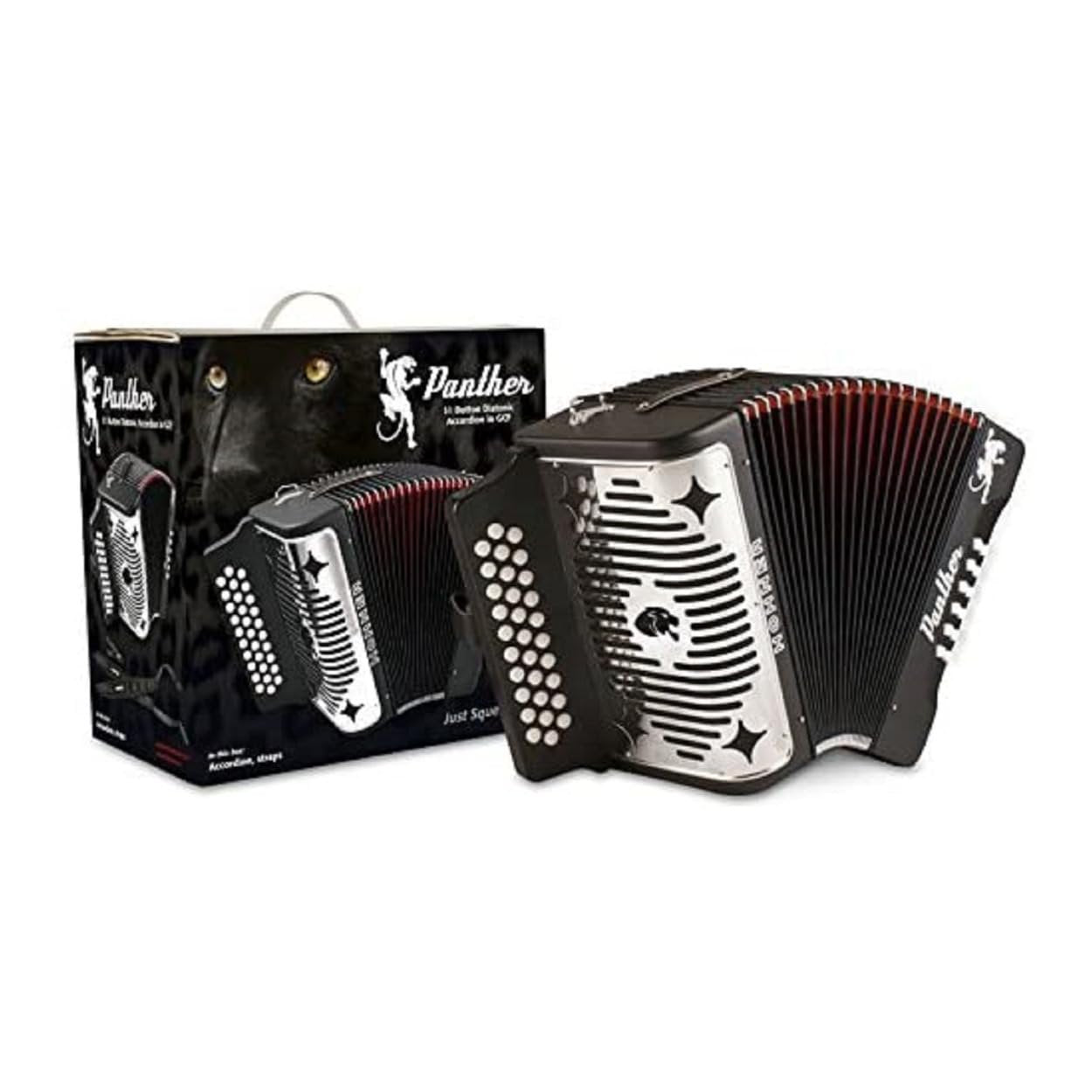 Hohner Panther G/C/F 3-Row Diatonic Accordion - Black