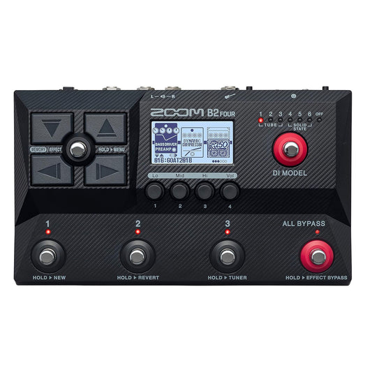 Zoom B2 Four Bass Multi-Effects Processor with 6 DI Boxes, Multi-Layered IR’s, Amp Modeling, 100+ Built in Effects, Looper, Lightweight & Audio Interface for Direct Recording to Computer